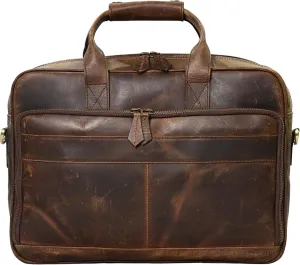 Genuine Leather 16 Inches Laptop Bag|Messengers Bag|Leather Briefcase Satchel Professional Business Travel for Men (Brown)