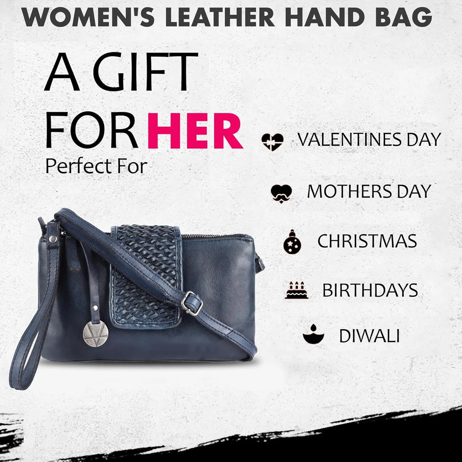 Genuine Leather Crossbody Sling Bag for Women - Trendy Casual Office Bag with Adjustable Strap