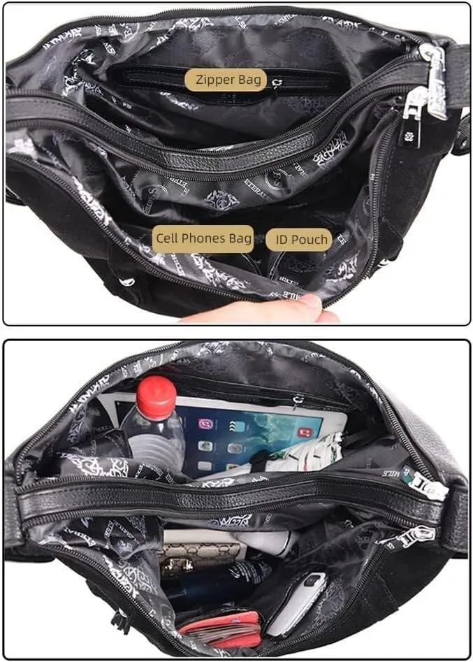 Genuine Leather Hobo Handbag Work Travel Top Handle with Tassel Womens Tote Roomy Shoulder Purse