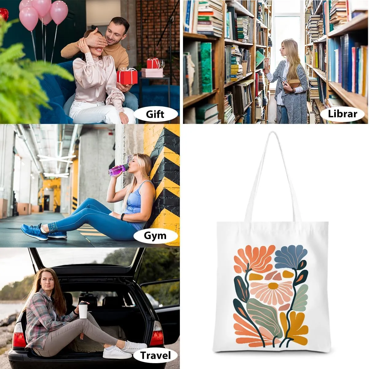 Gifts for Plant Lovers Tote Bag Flowers Beach Bag Insect Pumpkin Fall Halloween Travel Gifts Gardening