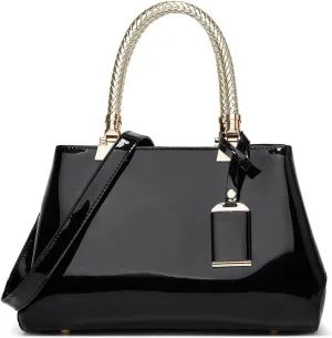 Glossy Patent Leather Handbags for Women Top Handle Handbag Purse Satchel Ladies Medium Tote Bags Stylish Shoulder Bag