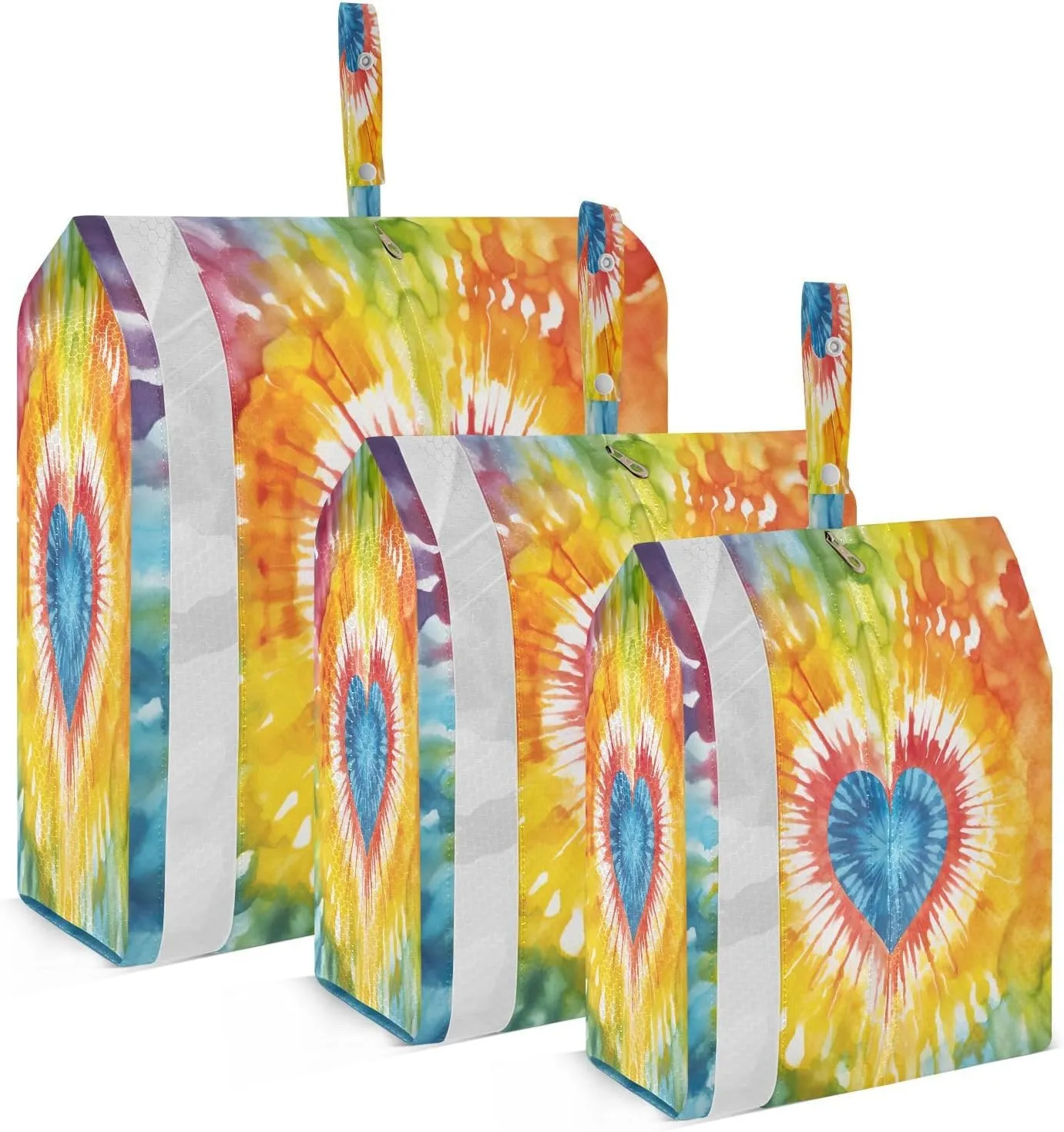 Heart Tie Dye Packing Cubes for Travel 3 Set Compression Travel Bags Suitcase Organizer Bags Set for Carry On