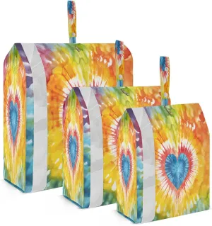 Heart Tie Dye Packing Cubes for Travel 3 Set Compression Travel Bags Suitcase Organizer Bags Set for Carry On