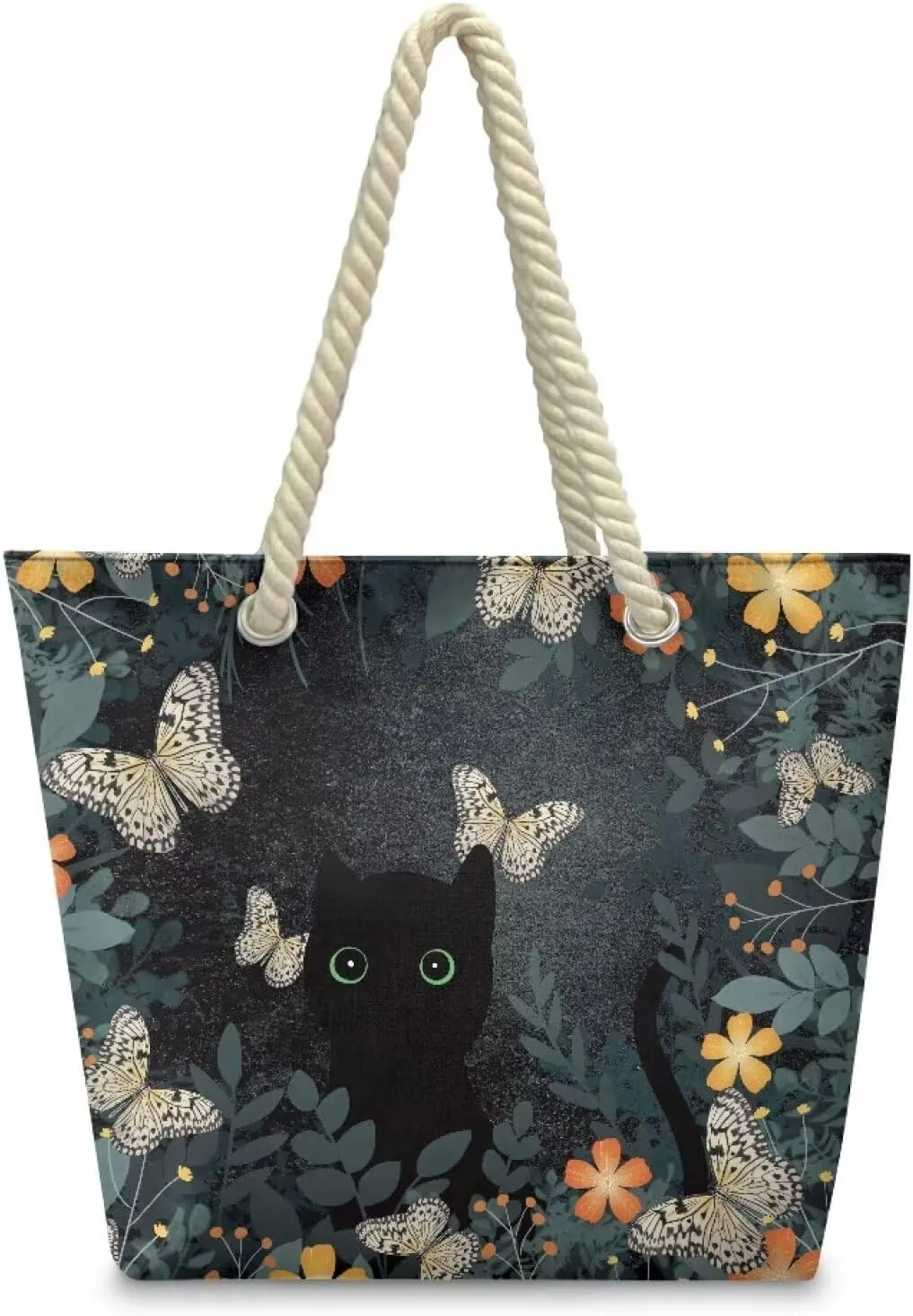 Hemp Rope Tote Bag Stylish Groceries Beach Trip Bags Large Capacity Shoulder Handbag with Rope Handle Carrying Bag
