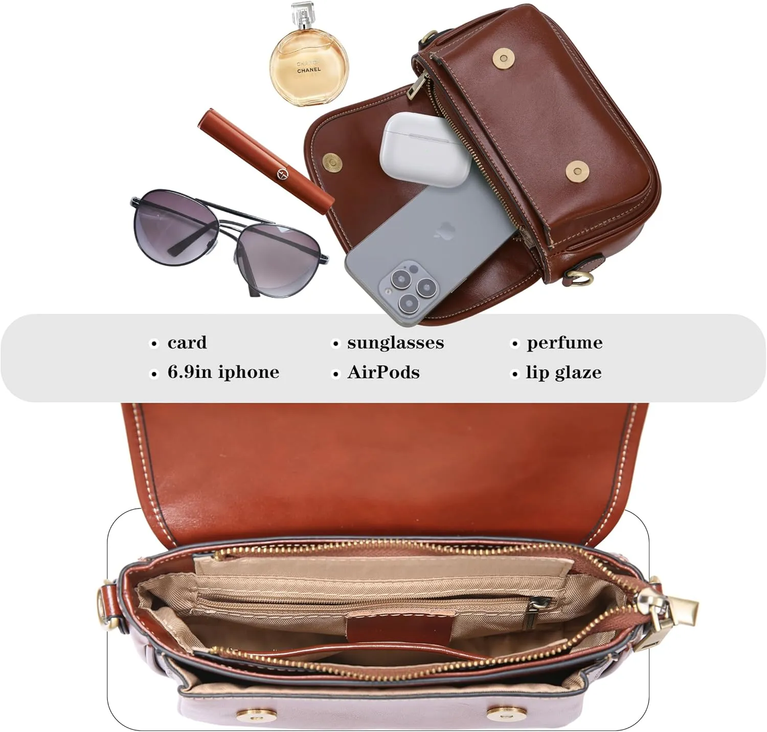 HESHE Leather Crossbody Bags for Women Trendy Shoulder Bag with Guitar Strap Stylish Ladies Purses Satchel Handbags Travel