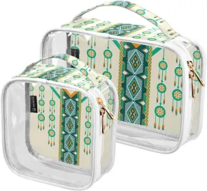 Hexagon Neck Design 2 Pieces Clear Makeup Cosmetic Bags for Traveling Vacation Organizing, Toiletry Bags for Women Men, PVC Waterproof Travel Organizer