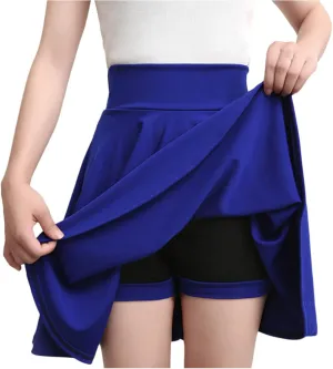 HGps8w Versatile Skirt for Women 2025 Summer Casual Solid High Waisted A-Line Tennis Golf Skorts Bulit-in-Shorts Mini Dress