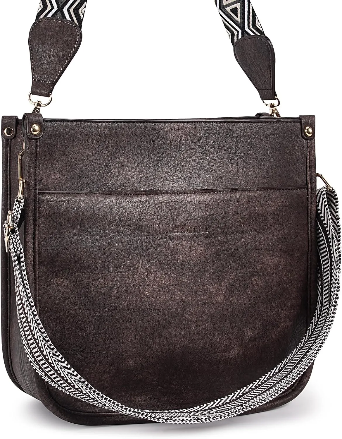 HKCLUF Crossbody Bags for Women Trendy Vegan Leather Hobo Handbags With 2PCS Adjustable Guitar Strap Shoulder Bucket Bags