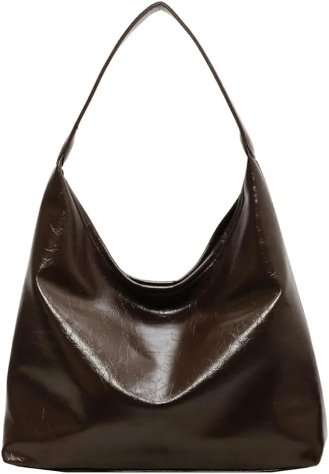 Hobo Bags for Women Large Vegan PU Leather Shoulder Handbag Stylish Slouchy Tote Purses for Work and Travel