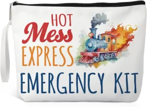 Hot Mess Express Emergency Kit Cosmetic Bags, Funny Makeup Bag for Women Healthcare Nurse Teacher, Travel First Aid Gifts for Sister Friend, Bachelorette Party Gifts for Her,