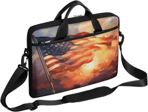 Independence Day Modern Decor Laptop Shoulder Bag Tablet Computer Notebook Sleeve Messenger Bags Carrying Case with Strap Briefcase Tote for 14 15 in Laptops