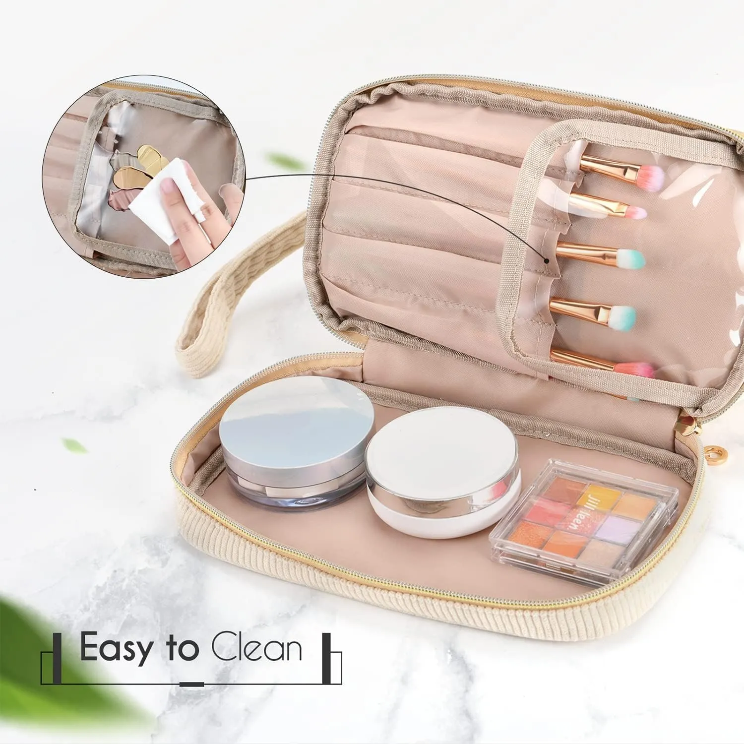 Initial Travel Makeup Bag for Women, Personalized Gift Large Double Layer Make Up Gift Cute Cosmetic Bag for Girl Makeup Pouch Wide-open Roomy Makeup Travel Bags Birthday Gifts for Her Pink - P
