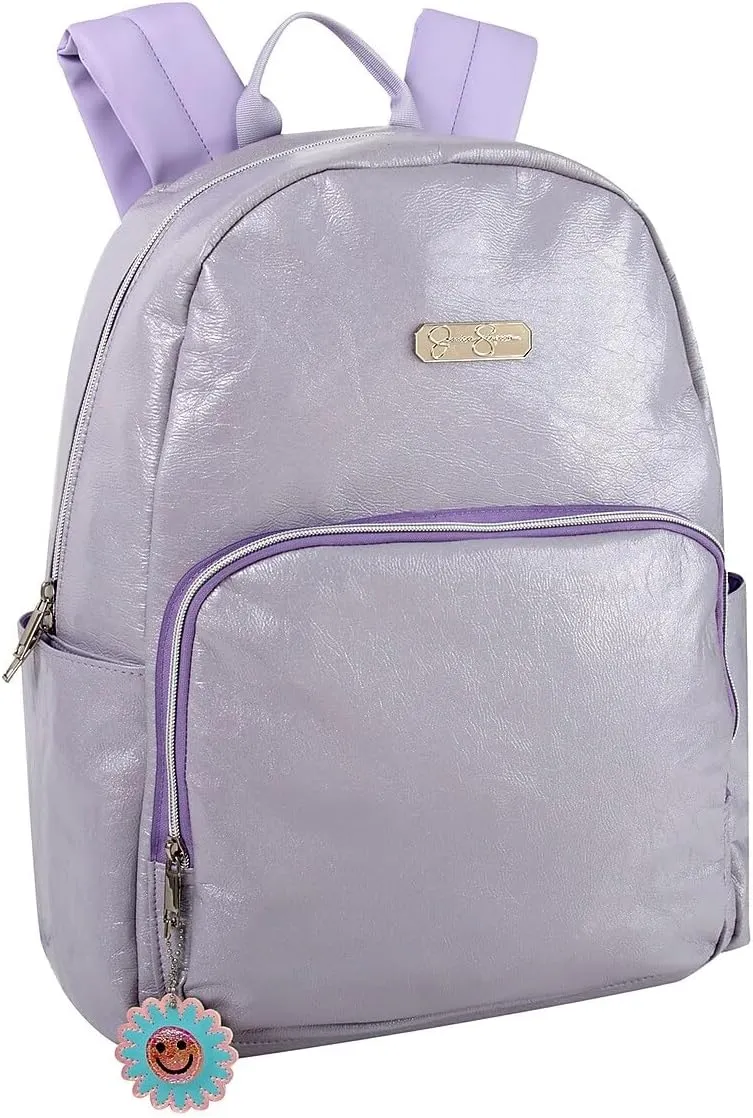 Jessica Simpson Womens Designer Laptop Backpack with Side Pockets, Padded Straps | Classic Modern Backpack for Women (Lively Metallic Lavender), Large
