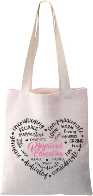 JYTAPP Physical Education Canvas Tote Bag Physical Education Teacher Gifts PE Teacher Gift PE Coach Gift