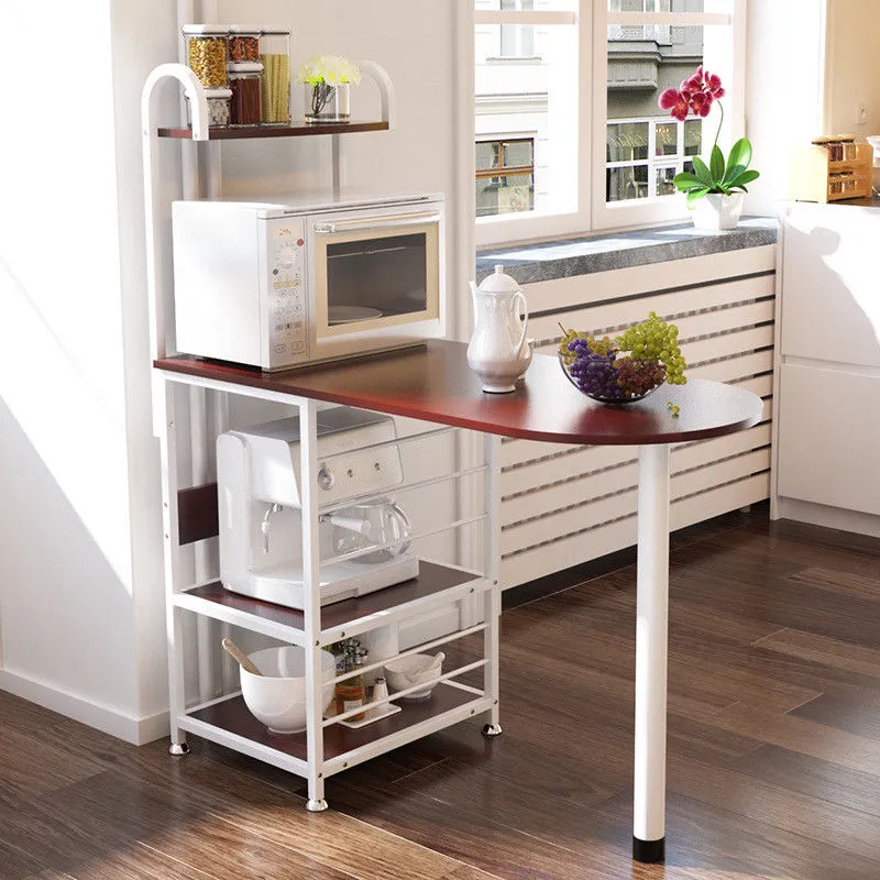 Kawachi Multifunction Dining Table Cum Bar Counter for 2 with  Microwave Oven Storage Rack KW19
