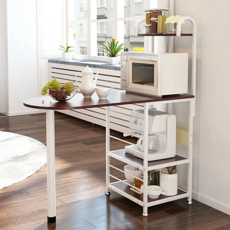 Kawachi Multifunction Dining Table Cum Bar Counter for 2 with  Microwave Oven Storage Rack KW19