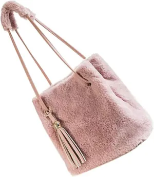 KESYOO Chic Plush Single Shoulder Bag for Women Stylish Fluffy Storage Pouch Versatile Plush Bucket Bag for Fashion and Everyday Use
