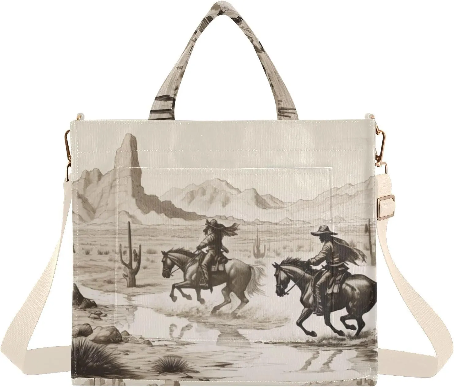 Kigai Western Cowboys Corduroy Tote Bag for Women Hobo Crossbody Bag Purse Stylish Shoulder Handbag Messenger Bags, S