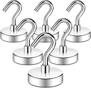 Lampostick Magnetic Hooks Heavy Duty for Hanging BBQ Grill Utensils Tools Coat Wreaths Dia Outdoor Strong Neodymium Rare Earth Magnets Hook Hangers Refrigerator Locker Cruise Cabins (10)