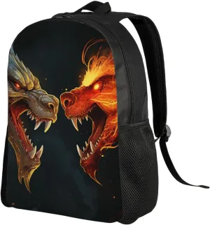 Laptop Backpack Carry On Travel Backpack Chic Cool Two Fighting Roaring Dragon Computer Bag Casual Daypack for Men Women