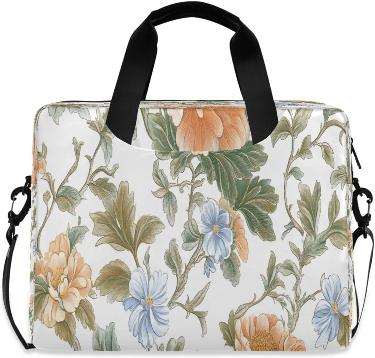 Laptop Bag, Briefcase, 15.7 inch, Hand-carry or Shoulder-strap, Waterproof and Durable, Doodle Colorful Flower Pattern