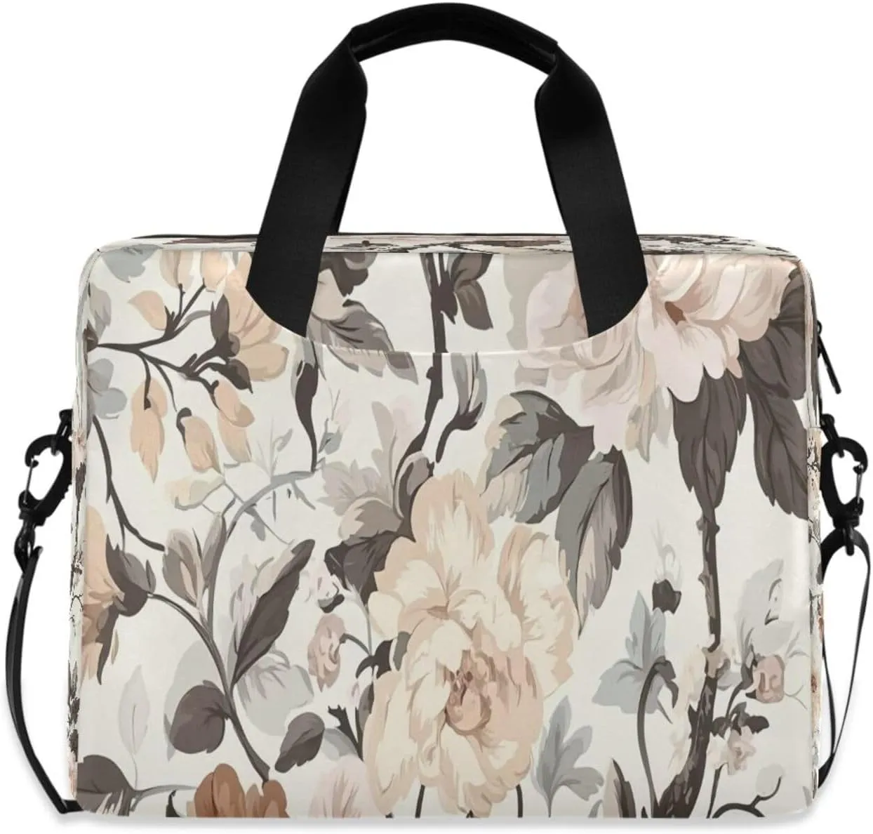 Laptop Bag, Briefcase, 15.7 inch, Hand-carry or Shoulder-strap, Waterproof and Durable, Graffiti Vintage Floral Pattern