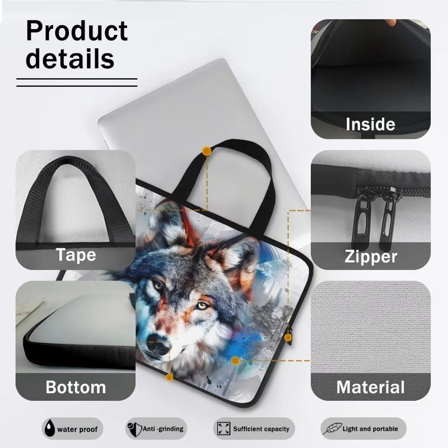 Laptop Bag for Men Women Tote Work Professional Computer Briefcase Waterproof Handbag Large