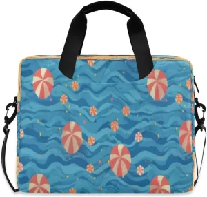 Laptop Bag for Women - Fits 16 inch with Laptop Compartment Carrying Messenger Sleeve with Strap Professional Fashion Travel Purse for Business Office Bag Blue Beach