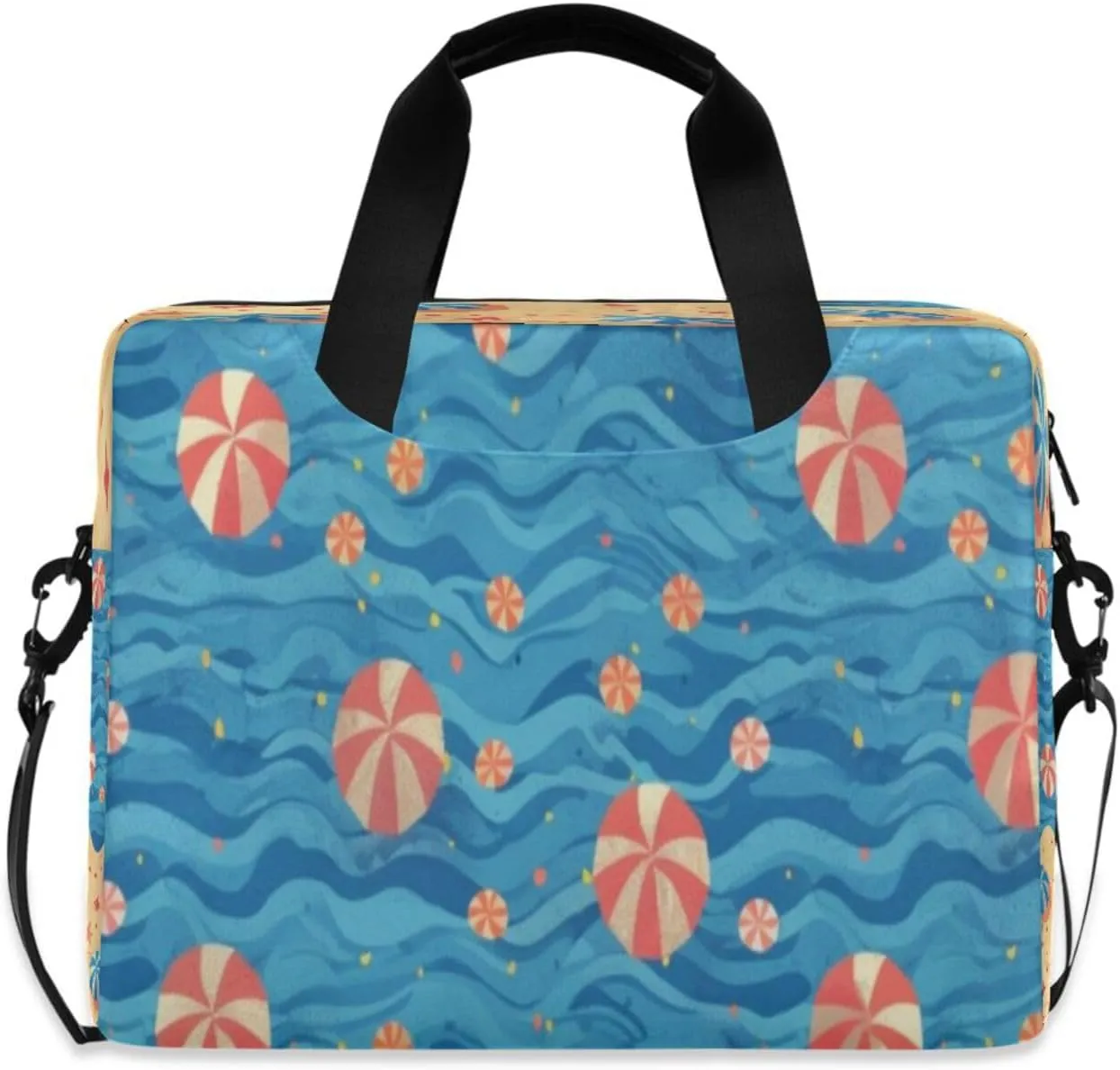 Laptop Bag for Women - Fits 16 inch with Laptop Compartment Carrying Messenger Sleeve with Strap Professional Fashion Travel Purse for Business Office Bag Blue Beach