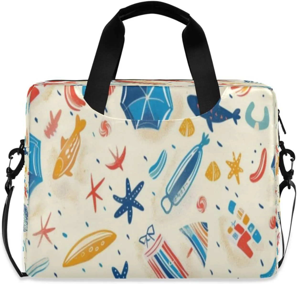 Laptop Bag for Women - Fits 16 inch with Laptop Compartment Carrying Messenger Sleeve with Strap Professional Fashion Travel Purse for Business Office Bag Cartoon Fish