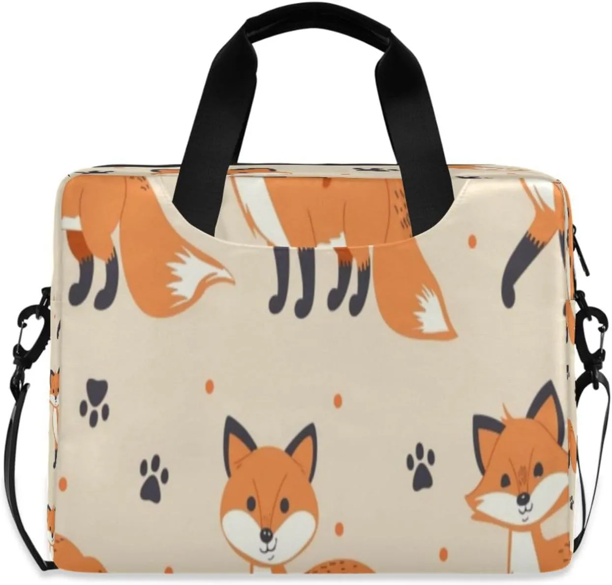 Laptop Bag for Women - Fits 16 inch with Laptop Compartment Carrying Messenger Sleeve with Strap Professional Fashion Travel Purse for Business Office Bag Cartoon Fox