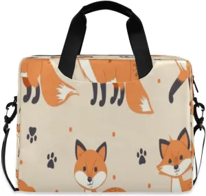 Laptop Bag for Women - Fits 16 inch with Laptop Compartment Carrying Messenger Sleeve with Strap Professional Fashion Travel Purse for Business Office Bag Cartoon Fox