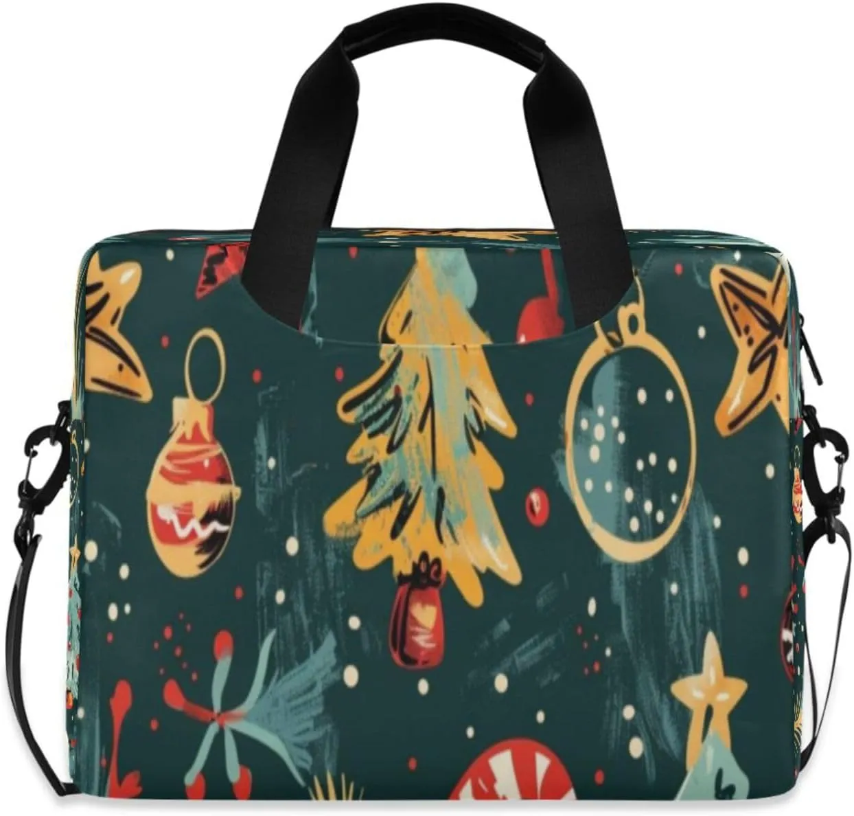 Laptop Bag for Women - Fits 16 inch with Laptop Compartment Carrying Messenger Sleeve with Strap Professional Fashion Travel Purse for Business Office Bag Christmas Tree