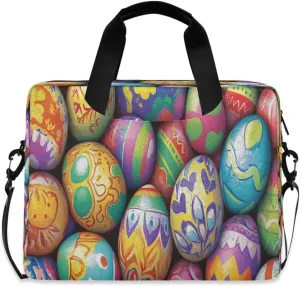 Laptop Bag for Women - Fits 16 inch with Laptop Compartment Carrying Messenger Sleeve with Strap Professional Fashion Travel Purse for Business Office Bag Easter Egg Patterns