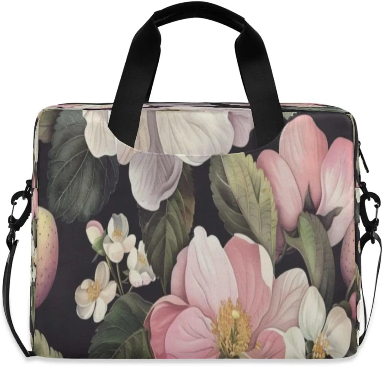Laptop Bag for Women - Fits 16 inch with Laptop Compartment Carrying Messenger Sleeve with Strap Professional Fashion Travel Purse for Business Office Bag Floral Pattern