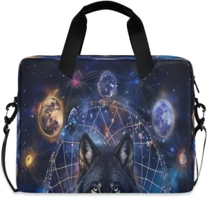 Laptop Bag for Women - Fits 16 inch with Laptop Compartment Carrying Messenger Sleeve with Strap Professional Fashion Travel Purse for Business Office Bag Planetary Wolf