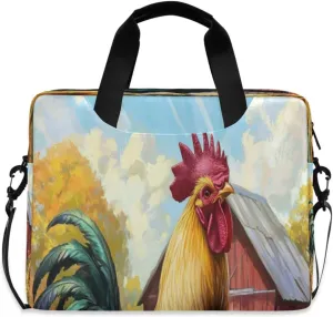 Laptop Bag for Women - Fits 16 inch with Laptop Compartment Carrying Messenger Sleeve with Strap Professional Fashion Travel Purse for Business Office Bag Rooster Farmhouse