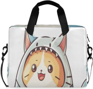 Laptop Bag for Women - Fits 16 inch with Laptop Compartment Carrying Messenger Sleeve with Strap Professional Fashion Travel Purse for Business Office Bag Shark Cat