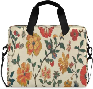 Laptop Bag for Women - Fits 16 inch with Laptop Compartment Carrying Messenger Sleeve with Strap Professional Fashion Travel Purse for Business Office Bag Vintage Flower