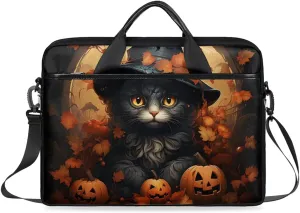 Laptop Shoulder Bag Modern Halloween Autumn Theme Tablet Computer Notebook Sleeve Messenger Bags Carrying Case with Strap Briefcase Tote for 14 15 in Laptops
