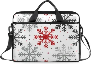 Laptop Shoulder Bag Modern Xmas Snowflakes Pattern Tablet Computer Notebook Sleeve Messenger Bags Carrying Case with Strap Briefcase Tote for 14 15 in Laptops