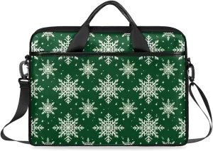 Laptop Shoulder Bag Xmas Snowflakes Modern Pattern Tablet Computer Notebook Sleeve Messenger Bags Carrying Case with Strap Briefcase Tote for 14 15 in Laptops