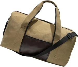 Large Capacity Sports Travel Holdall Tote Bag Durable Canvas Shoulder Bag for Outdoor Activities Weekend Trips Gym and Daily Use Portable Khaki Travel Organizer Bag