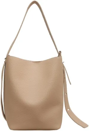 Leather Bucket Tote Bag for Women Hobo Bags Slouchy Shoulder Bag Bucket Bags for Women Trendy Handbag (Beige)