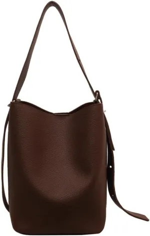 Leather Bucket Tote Bag for Women Hobo Bags Slouchy Shoulder Bag Bucket Bags for Women Trendy Handbag (Coffee)