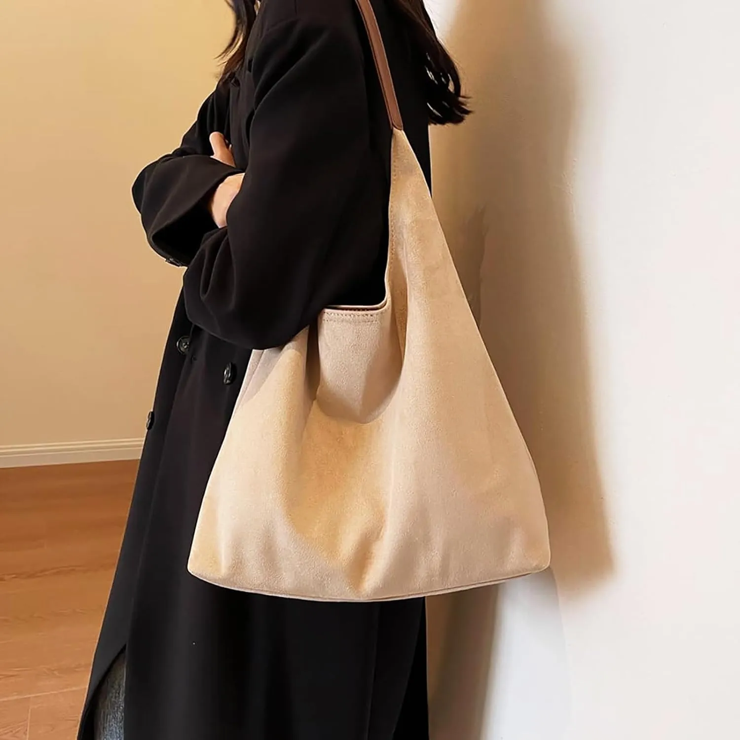 Leather Hobo Bags for Women - Brown Suede Retro Shoulder & Slouchy Bags for Fall
