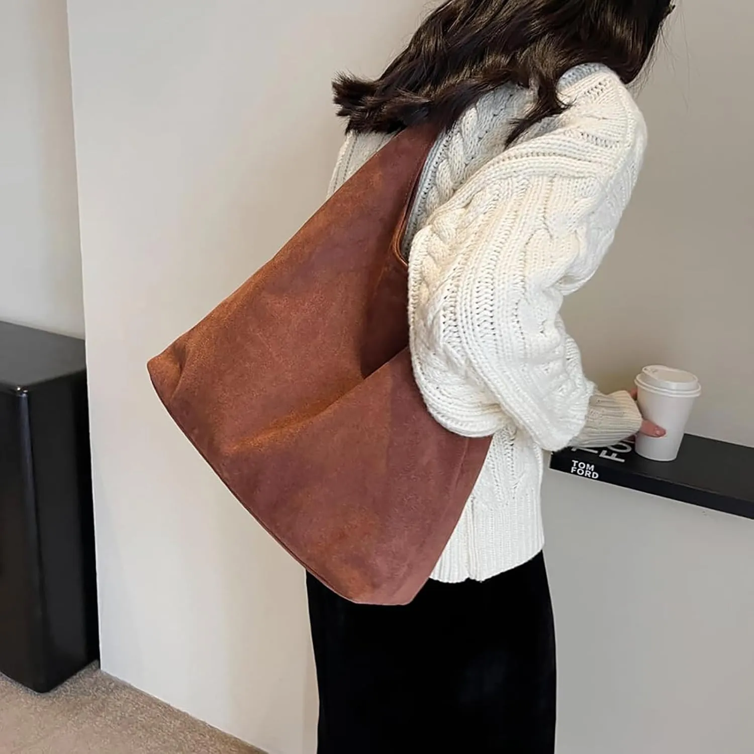 Leather Hobo Bags for Women - Brown Suede Retro Shoulder & Slouchy Bags for Fall