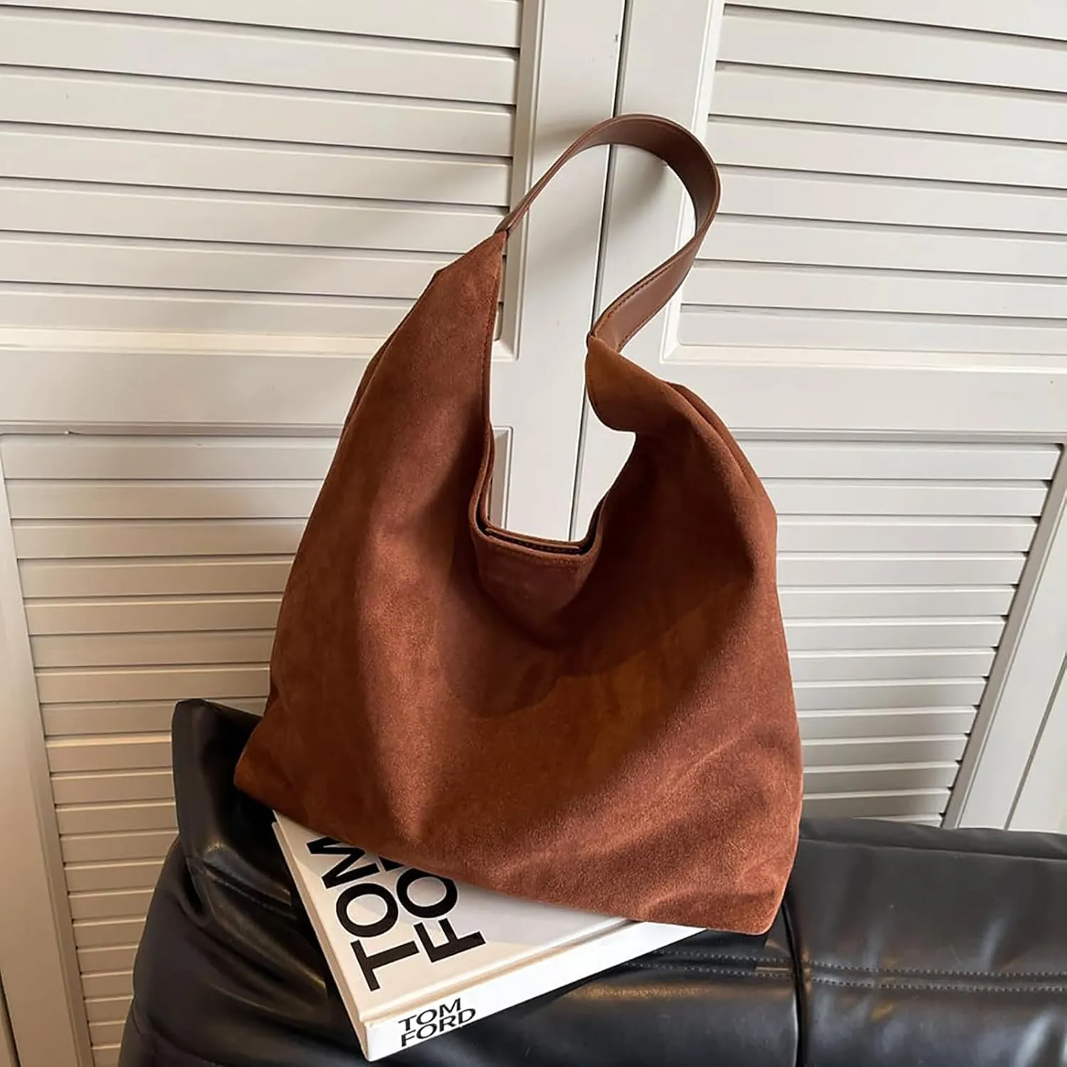 Leather Hobo Bags for Women - Brown Suede Retro Shoulder & Slouchy Bags for Fall