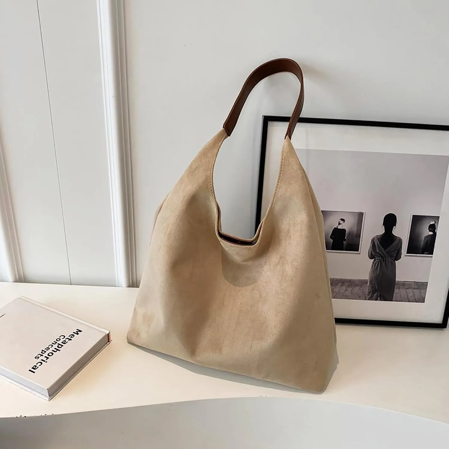 Leather Hobo Bags for Women - Brown Suede Retro Shoulder & Slouchy Bags for Fall