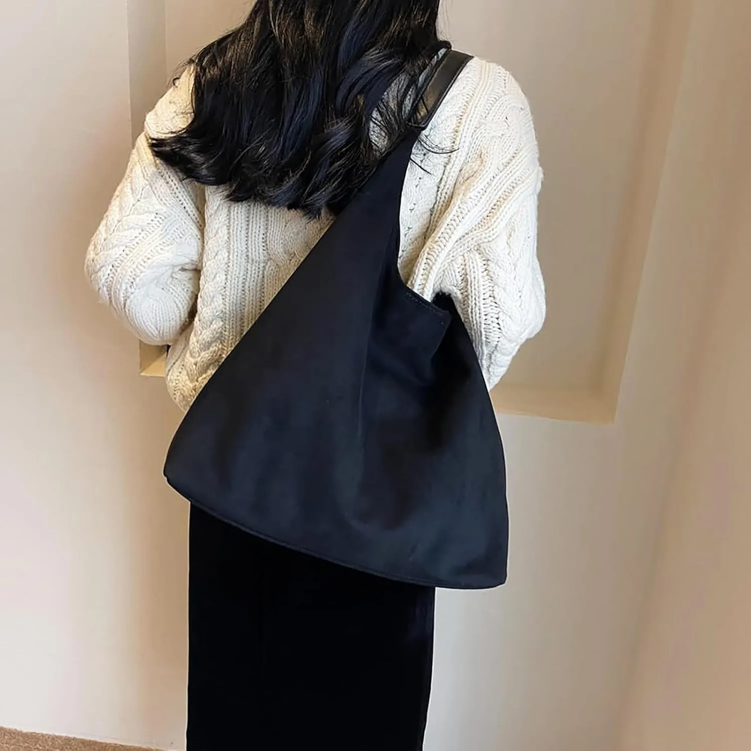 Leather Hobo Bags for Women - Brown Suede Retro Shoulder & Slouchy Bags for Fall